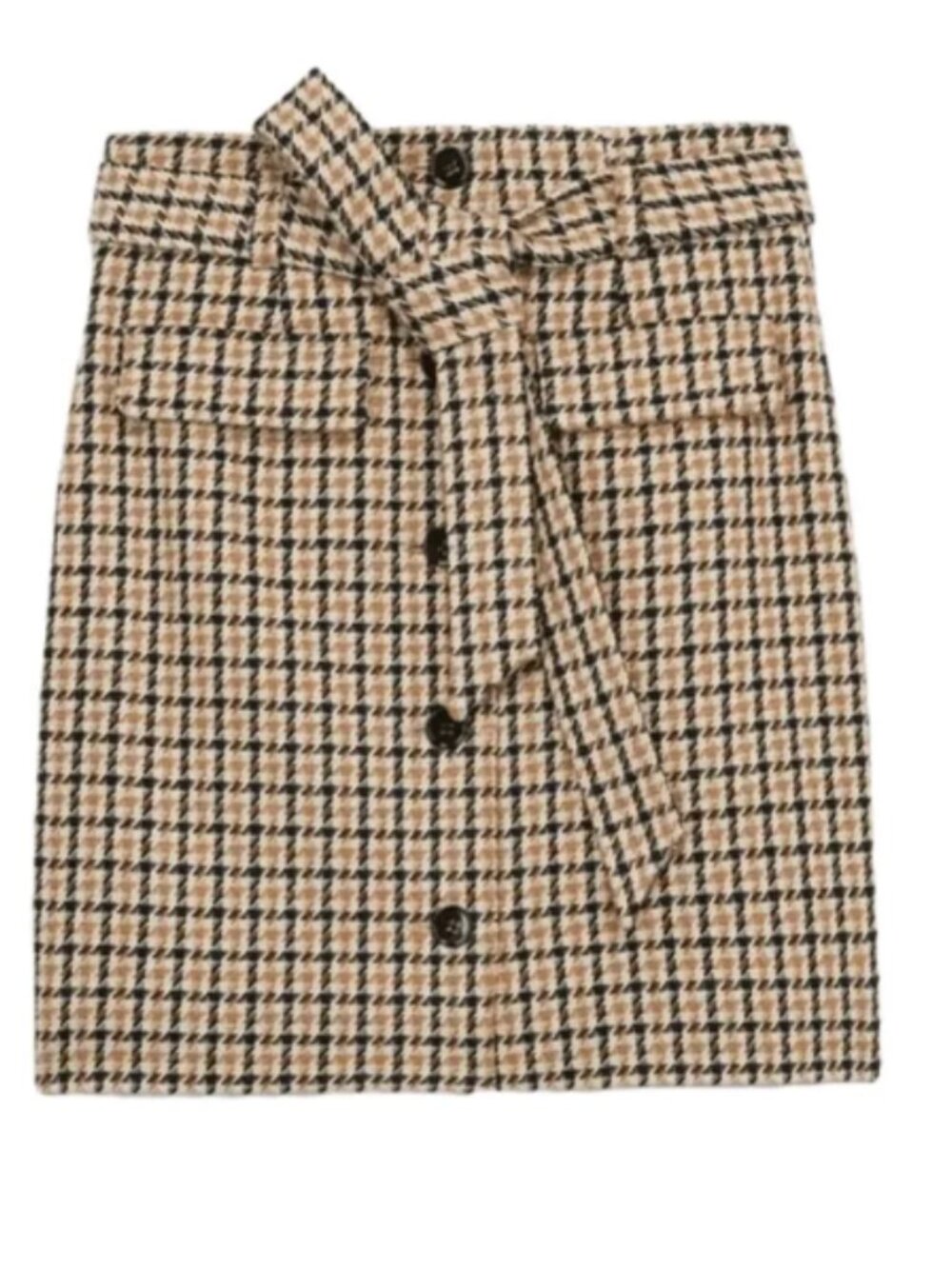 The Kooples High-Waisted Houndstooth Belted Wool-Blend Mini Skirt Size 2 (US 4/6